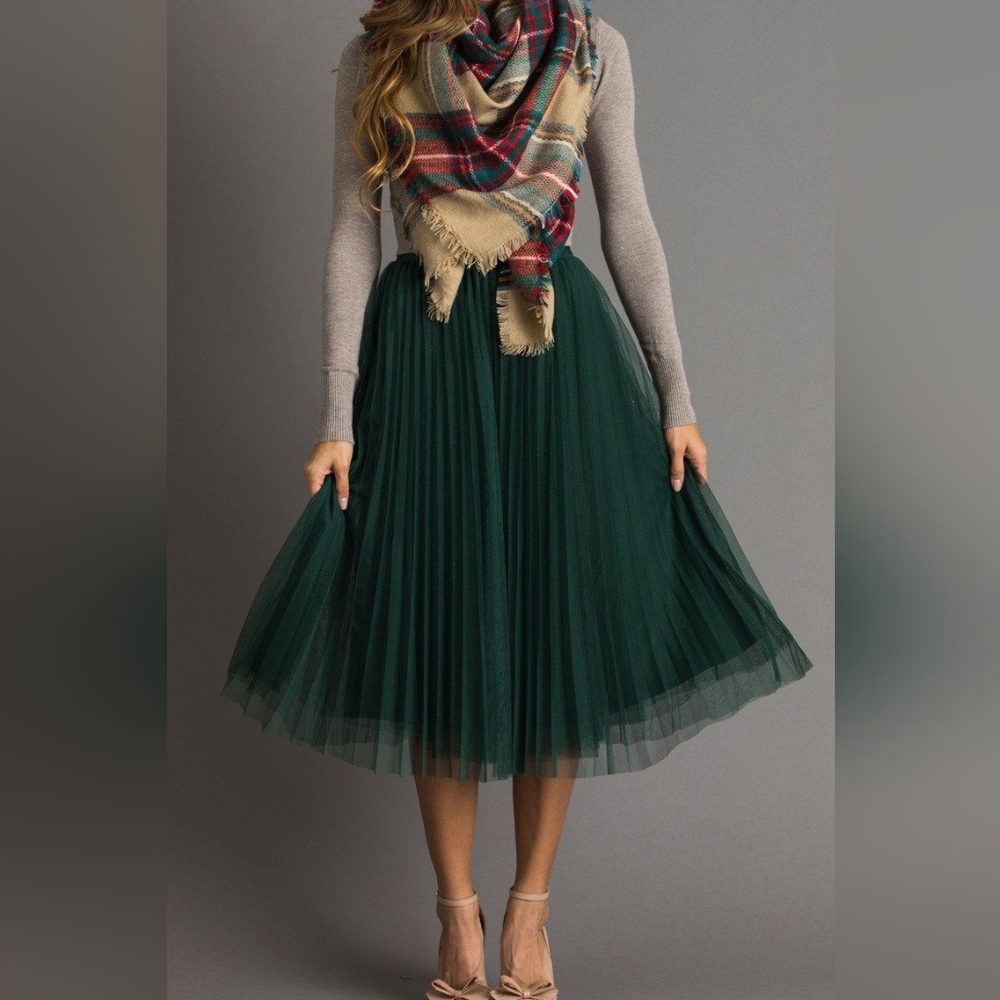 Morning Lavender, green, size small, A line tulle skirt